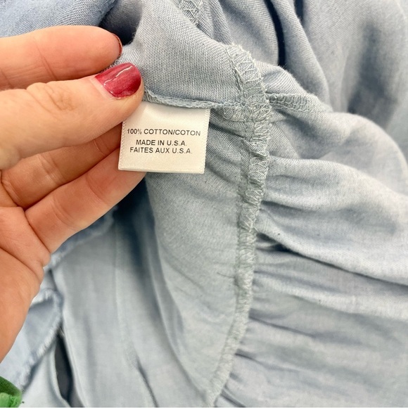 misa - dali dress sleeveless pom pom chambray loose oversized vacation fun M - Picture 10 of 15